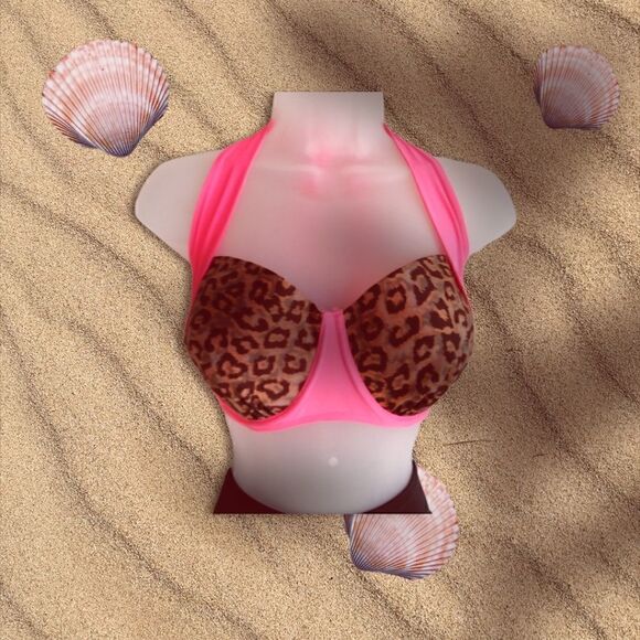 BIKINI  JOE BOXER  PINK LEOPARD Top 2X  BLK High Waisted. BOTTOMS by NAUTICA  12 - Picture 1 of 9